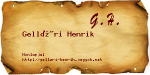 Gelléri Henrik névjegykártya